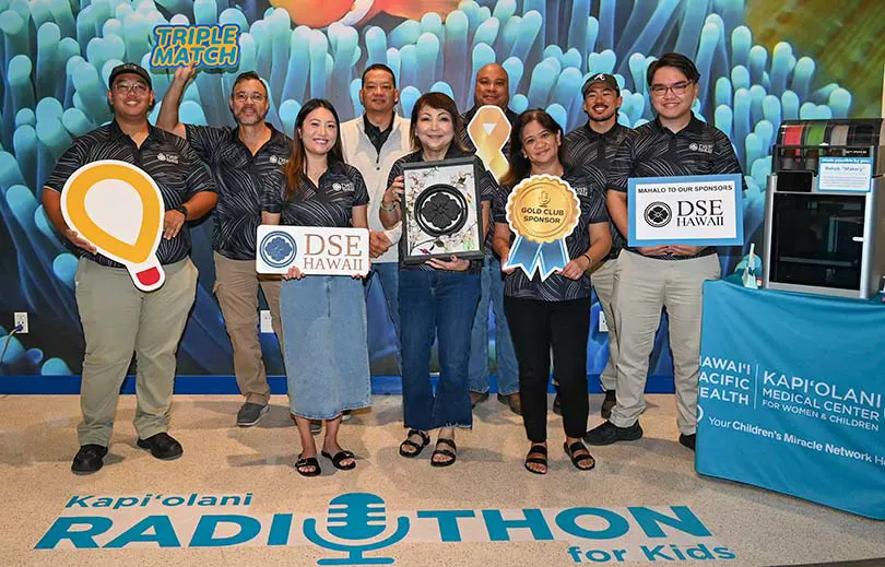 Group of supporters holding up signs at Kapiolani Radiothon.