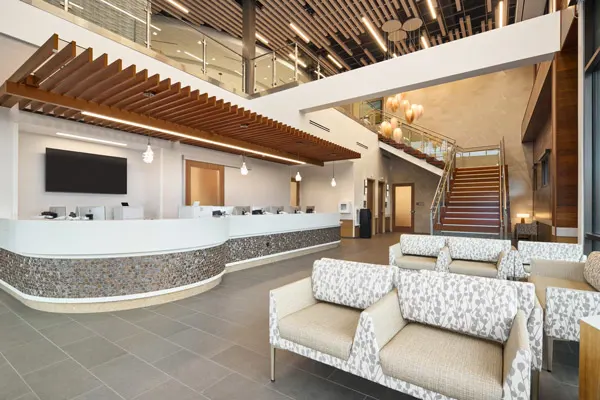 Newly renovated clinic and urgent care check in area.