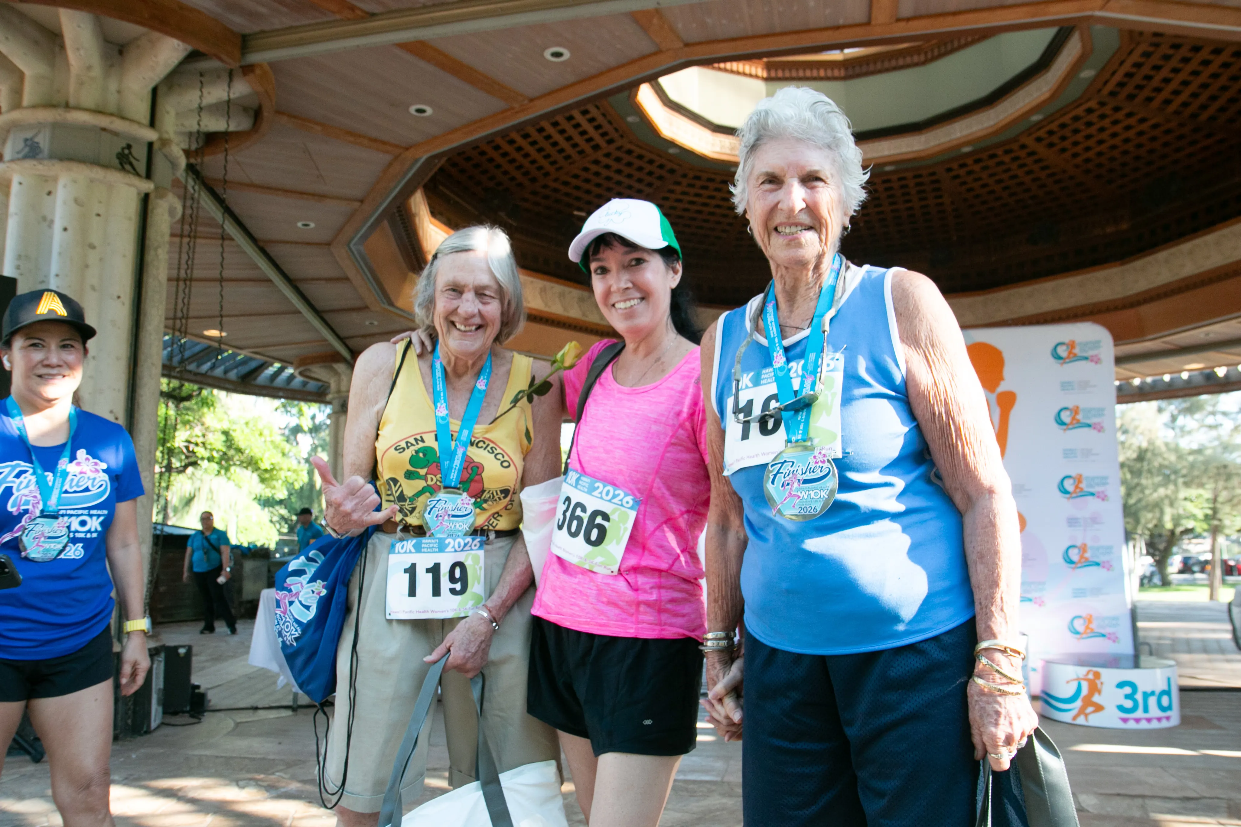 Longtime race participants celebrating another successful race.