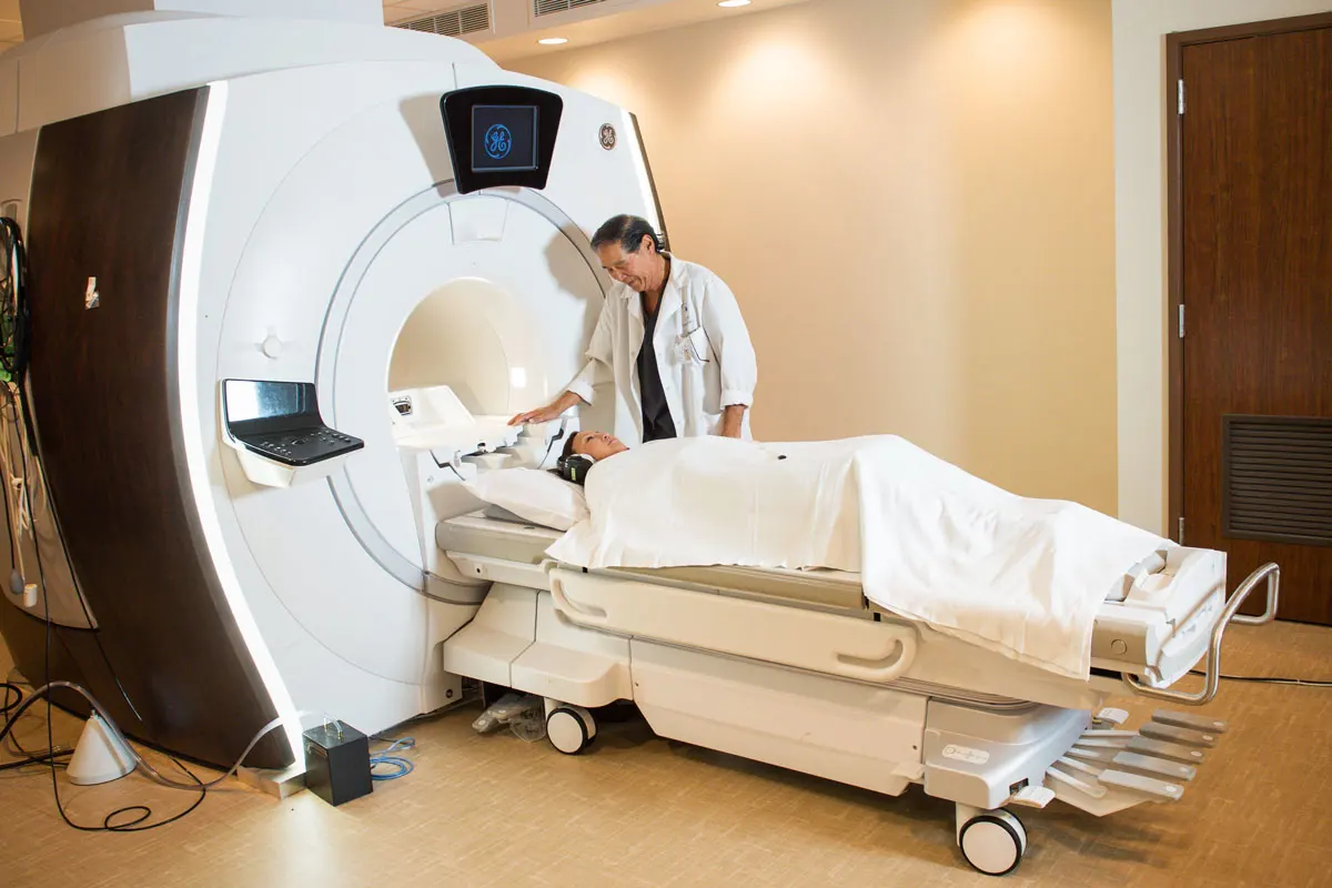 A patient getting an MRI.