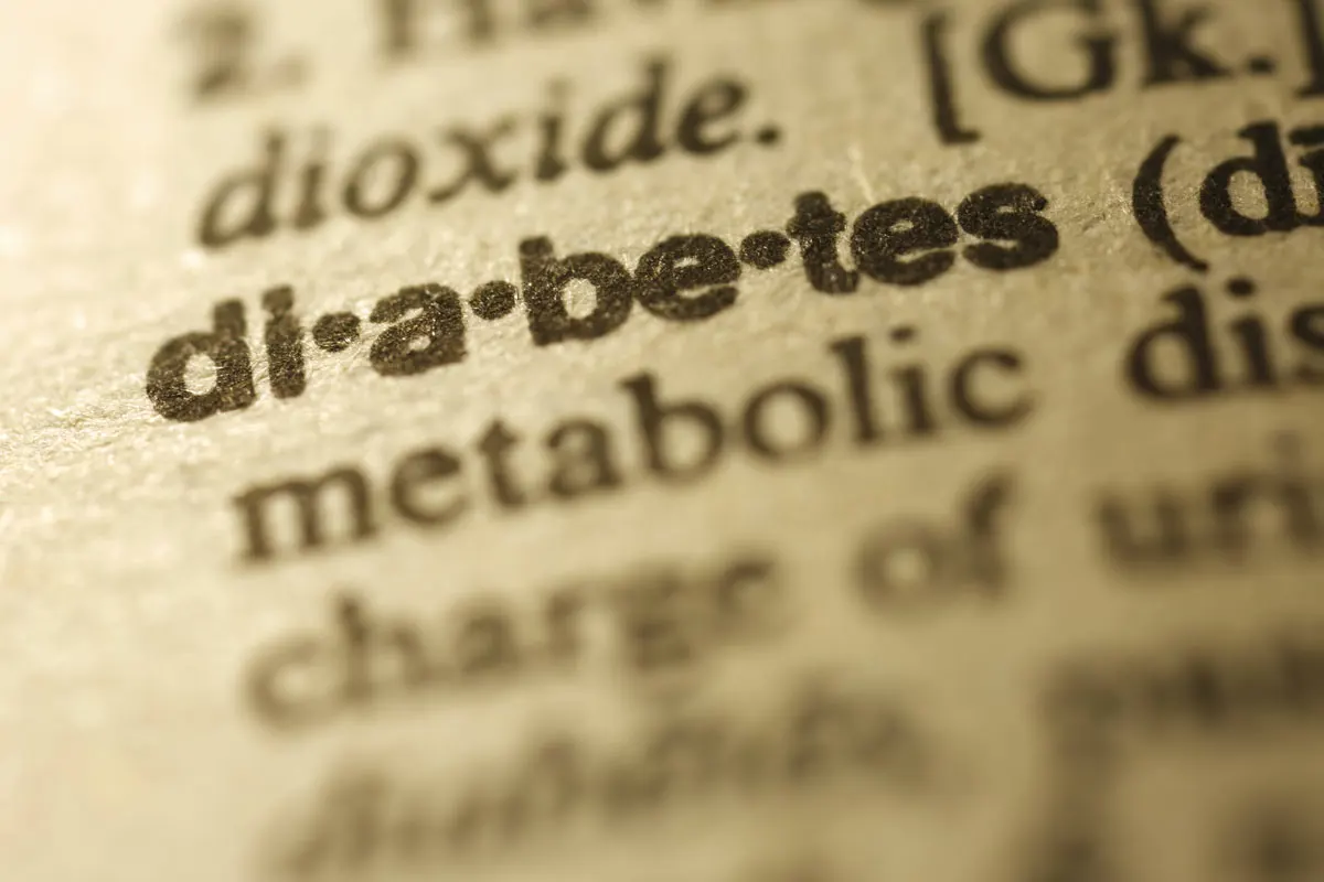 The word "diabetes" identified in the dictionary.