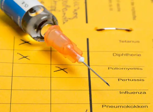 A synringe on a vaccination schedule.