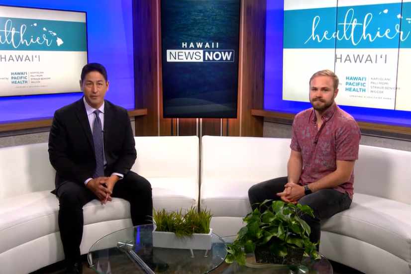 Dr. Welsh on the set of Hawaii News Now with news anchor, Steve Uyehara, to discuss back pain and treatment options.